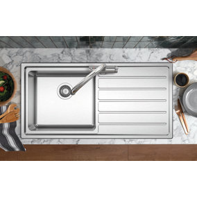 Clearwater Solar 1 Big Bowl and Right Hand Drainer Stainless Steel Kitchen Sink 1000x500mm - SO100R