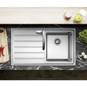 Clearwater Solar 1 Bowl and Left Hand Drainer Stainless Steel Kitchen Sink 860x500mm - SO86L