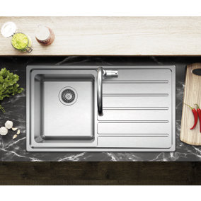 Clearwater Solar 1 Bowl and Right Hand Drainer Stainless Steel Kitchen Sink 860x500mm - SO86R