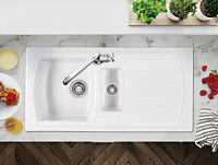 Clearwater Sonnet Ceramic Kitchen Sink 1.5 Bowl & Drainer - Reversible - SO15BWT