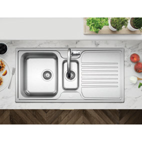 Clearwater Starline 1.5 Bowl and Drainer Stainless Steel Kitchen Sink 1000x500mm - SL150