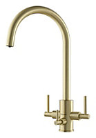 Clearwater Stella Tri Spa Kitchen Filter Tap Filtered Water & Cold & Hot Brushed Brass PVD - ST2BB