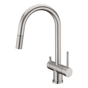 Clearwater Toledo Kitchen Mixer Filter Pull Out Tap Filtered Water & Cold & Hot Brushed Nickel PVD - TO2BN