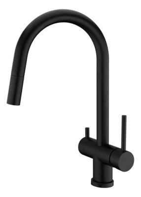 Clearwater Toledo Kitchen Mixer Filter Pull Out Tap Filtered Water & Cold & Hot Matt Black PVD - TO2MB
