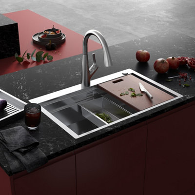 Clearwater Urban Stainless Steel 1 Bowl Kitchen Sink - UCS004 - With Pop Up Waste Kit & Chopping Board + Tray