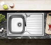 Clearwater Verdi Small Single Bowl and Drainer Stainless Steel Kitchen Sink 800X500mm - VE80