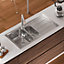 Clearwater Viva 1.5 Bowl and Drainer Stainless Steel Flush Mount Kitchen Sink - VI151