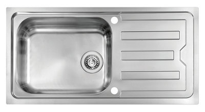 Clearwater Viva Large Single Bowl and Drainer Stainless Steel Flush Mount Kitchen Sink - VI101