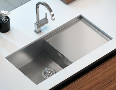 Clearwater Vortex Single Bowl and Drainer Stainless Steel Undermount Kitchen Sink 850X440mm - VO850