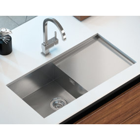 Clearwater Vortex Single Bowl and Drainer Stainless Steel Undermount Kitchen Sink 990X440mm - VO990