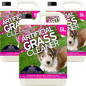 Cleenly Artificial Grass Cleaner for Dogs - Eliminates Pet Urine Stains and Odours - Fresh Bouquet Fragrance (15 Litres)