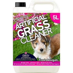 Cleenly Artificial Grass Cleaner for Dogs - Eliminates Pet Urine Stains and Odours - Fresh Bouquet Fragrance (5 Litres)