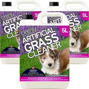 Cleenly Artificial Grass Cleaner for Dogs - Eliminates Pet Urine Stains and Odours - Lovely Lavender Fragrance (15 Litres)