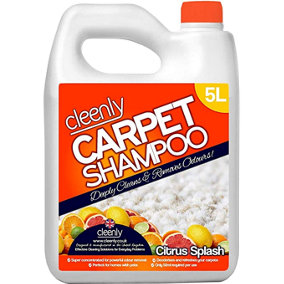 Cleenly Carpet Shampoo Cleaner Solution 5L - Citrus Splash Fragrance - Safe for All Carpet Cleaning Machines