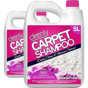 Cleenly Carpet Shampoo Cleaner Solution - Floral Fresh Fragrance - Safe for All Carpet Cleaning Machines 10L