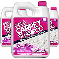 Cleenly Carpet Shampoo Cleaner Solution - Floral Fresh Fragrance - Safe for All Carpet Cleaning Machines 15L