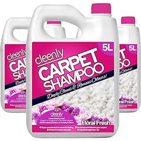 Cleenly Carpet Shampoo Cleaner Solution - Floral Fresh Fragrance - Safe for All Carpet Cleaning Machines 15L