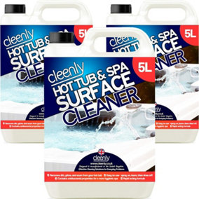 Cleenly Hot Tub & Spa Surface Cleaner Removes Dirt Grime Oil & Waterlines Antibacterial Properties 15L