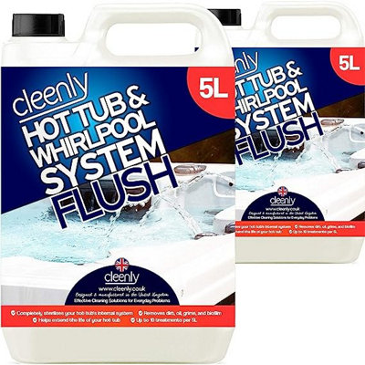 Cleenly Hot Tub & Whirlpool System Flush - Removes Dirt, Grime & Biofilm - Sterilises and Deeply Clean 10L