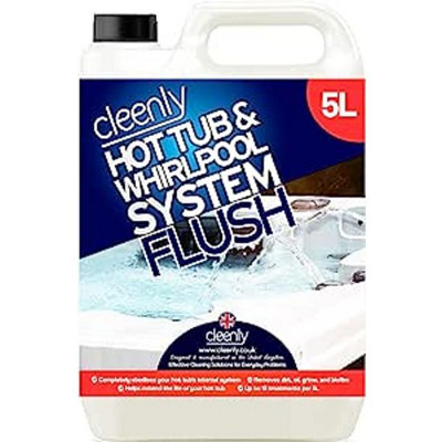 Cleenly Hot Tub & Whirlpool System Flush - Removes Dirt, Grime & Biofilm - Sterilises and Deeply Clean 5L