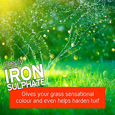 Cleenly Iron Sulphate for Lawns 1kg Pure Lawn Tonic Ferrous Sulphate of Iron Lawn Greener and Turf Hardener