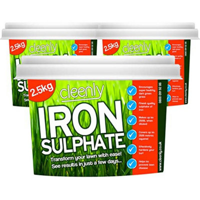 Cleenly Iron Sulphate for Lawns 7.5kg Pure Lawn Tonic Ferrous Sulphate of Iron Lawn Greener and Turf Hardener