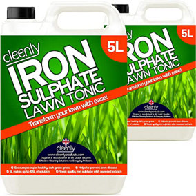 Cleenly Iron Sulphate Lawn Tonic Liquid - Transforms Lawns, Hardens Turf and Greens Grass 10L
