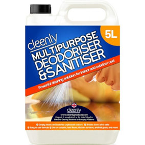 Cleenly Multipurpose Sanitiser and Deodoriser Removes Dirt Germs Stains & Odours Breaks Down Urine Salts 5L