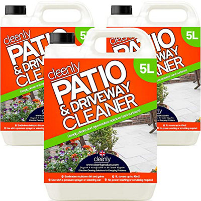 Cleenly Patio & Driveway Cleaner 15L - Remove Stains, Dirt and Grime - Use on Block Paving, Steps, Paths, Concrete