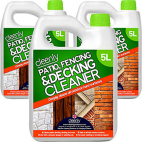 Cleenly Patio Fencing & Decking Cleaner Fluid Concentrate for Outdoor Use Pet Friendly (15 Litres)