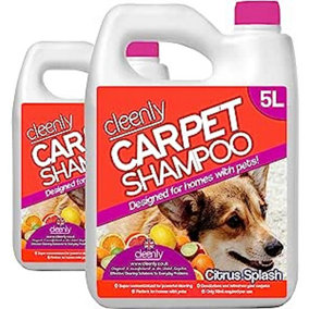 Cleenly Pet Carpet Shampoo Cleaner Solution (10 litres) - Citrus Splash Fragrance - Safe for All Carpet Cleaning Machines