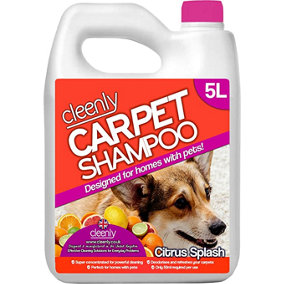 Cleenly Pet Carpet Shampoo Cleaner Solution (5 litres) - Citrus Splash Fragrance - Safe for All Carpet Cleaning Machines