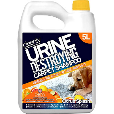 Cleenly Urine Destroying Enzyme Carpet Shampoo Cleaning Detergent (5 litres) - Digests Urine Salts