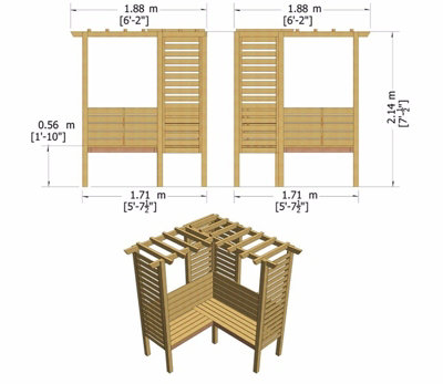 Clematis Corner Arbour Garden Arch Seat Approx 6 x 6 Feet - 4