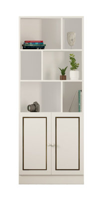 CLEMENT White Bookcase With 2 Doors