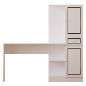 CLEMENT White Storage Desk With Attached Bookcase