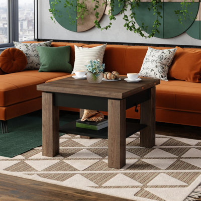 Cleo 2 in 1 Extending Coffee / Dining Table 75-150cm - Brown Oak / Black