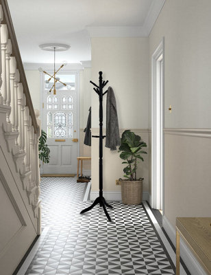 Black wooden shop coat stand