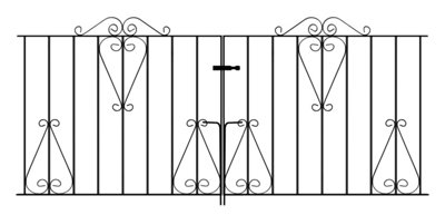CLEVE Metal Scroll Double Driveway Garden Gate 2134mm GAP x 914mm High CDZP10