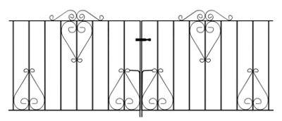 CLEVE Metal Scroll Double Driveway Garden Gate 2438mm GAP x 914mm High CDZP13