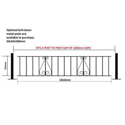 CLEVE Metal Scroll Garden Railing Panel 1830mm GAP x 355mm High CLZP06