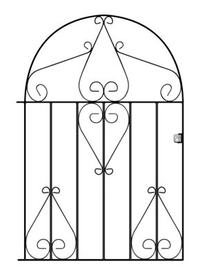CLEVE Metal Scroll Low Bow Top Garden Gate 914mm GAP x 1219mm High CLBZP52