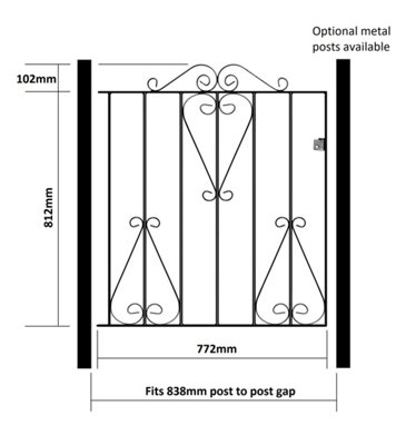CLEVE Metal Scroll Low Flat Garden Gate 838mm GAP x 914mm High CSZP2