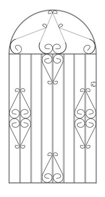 CLEVE Metal Scroll Tall Bow Top Garden Gate 1067mm GAP x 1905mm High CBZP44