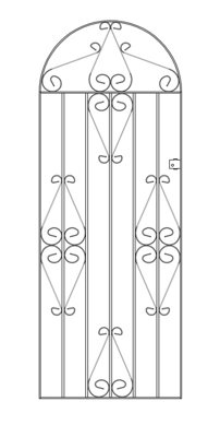 CLEVE Metal Scroll Tall Bow Top Garden Gate 762mm GAP x 1753mm High CBZP40