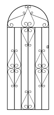 CLEVE Metal Scroll Tall Bow Top Garden Gate 838mm GAP x 1791mm High CBZP41