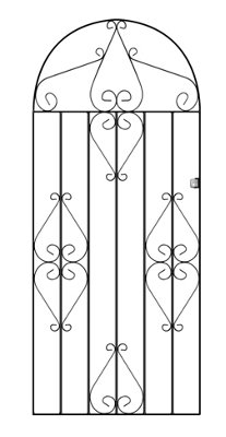 CLEVE Metal Scroll Tall Bow Top Garden Gate 914mm GAP x 1830mm High CBZP42