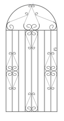 CLEVE Metal Scroll Tall Bow Top Garden Gate 991mm GAP x 1867mm High CBZP43