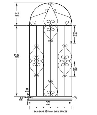 CLEVE Metal Scroll Tall Bow Top Garden Gate 991mm GAP x 1867mm High CBZP43