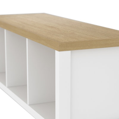 Clever Cube 3 Compartment Storage Unit - White with Light Oak Effect Top
